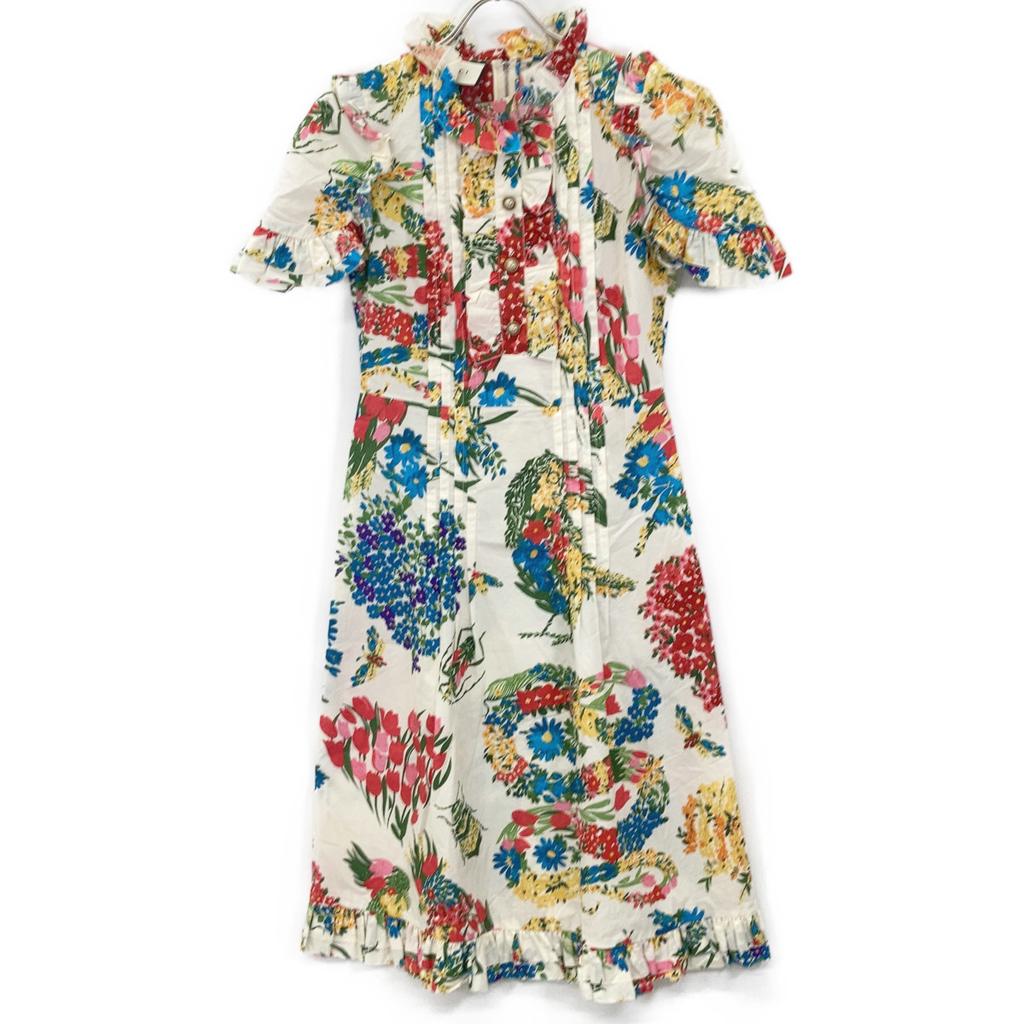 GUCCI 453982 16 Ivory Flower Print Pearl Button Shirt Dress dress 38 multicolorUsed