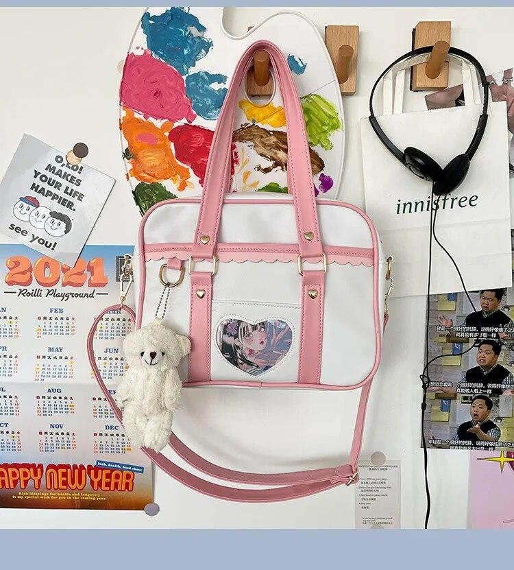 Nová japonská JK přenosná uniformní taška přes rameno PU taška Love Pain Simple Campus Girls Soft Cute Messenger Bag Itabag IB065