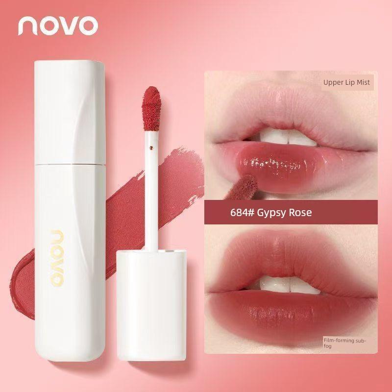 Novo Mist Lip Lacquer Low Saturation Plain Makeup Nude Lipstick Female Lip Gloss Non-Fading No Stain on Cup Student Cheap