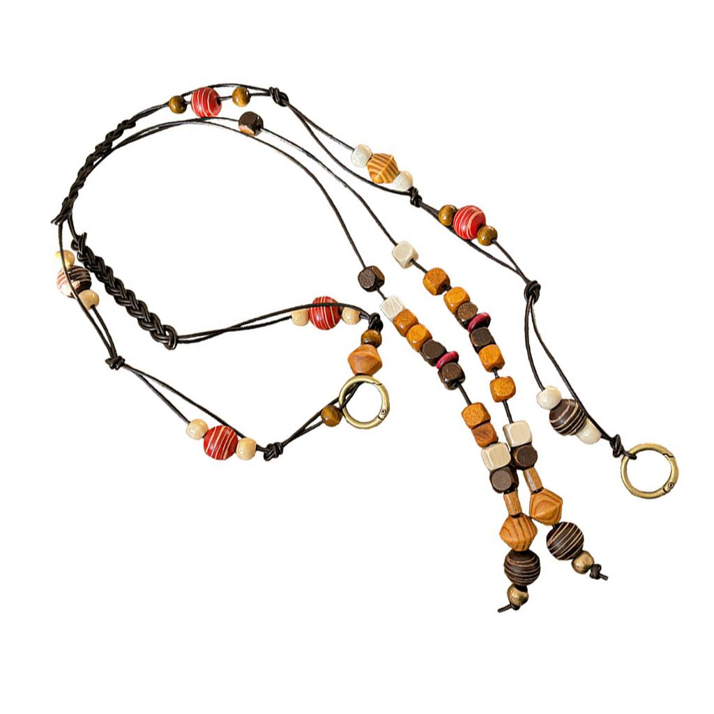 Adjustable Wood Bead Rope Belt Bohemian Braided Waist Chain Belt for Dresses Pants Women Girl Fashion Waist Decors