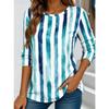 Women's Long Sleeve Crew Neck Watercolor Streak Print Casual T-Shirt, Regular Tops for Spring Summer Daily Weekend Wear