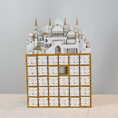 Wooden LED Countdown Calendar Gift Ramadan Decoration for Cabinet Bookshelf