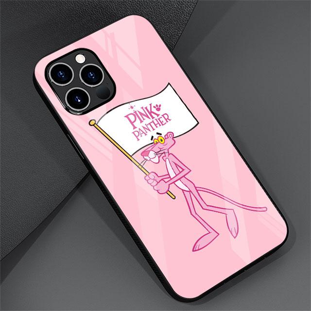 Urocze Śmieszne Etui ze Szkła Hartowanego Różowa Pantera Dla Apple iPhone 11 13 Pro Max SE 7 8 + 12 Mini 14 Plus X XS XR 6 6S Pokrowiec na Telefon Sac