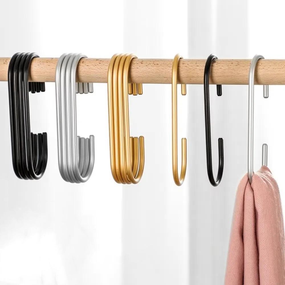5pcs Aluminium Alloy Clasp Holder Hooks Multifunction Clothes Bag Hanger  Closet Organizer