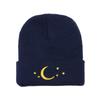 Beanie Trendy Versatile Wool Hat Beanie Star Moon Embroidery Knitted Hat Pullover Hat Men and Women