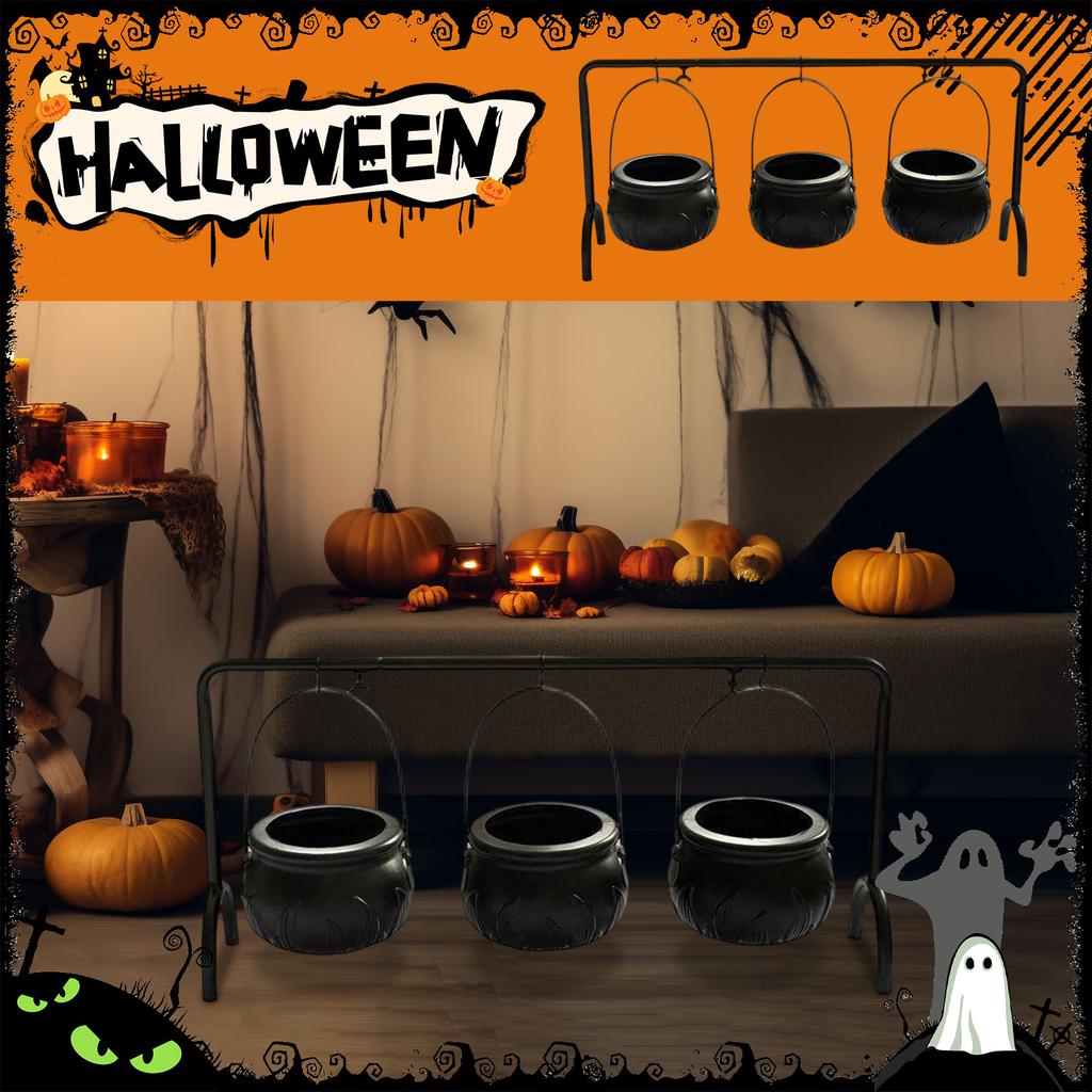 Halloween Party Decoration Witch Bucket Witch Pot Bowl Rack Black Plastic Bucket