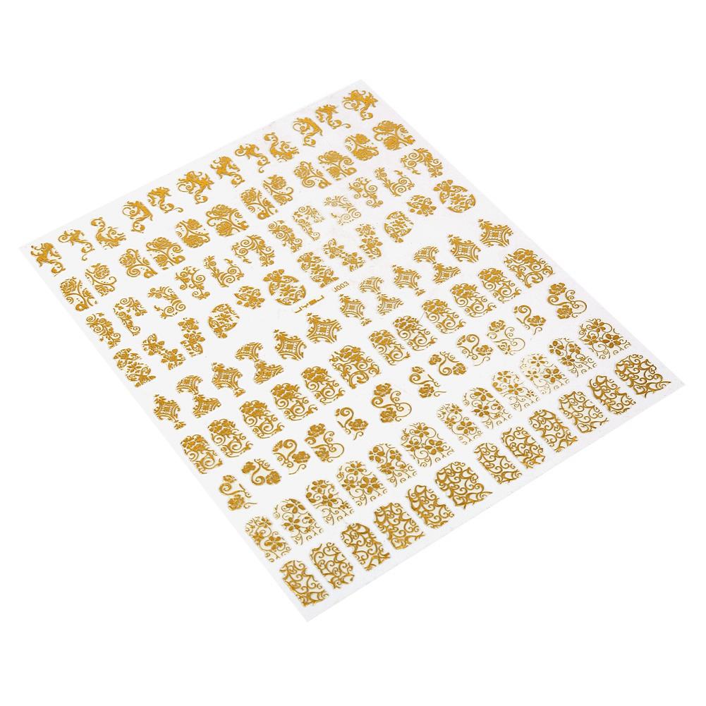 

108 шт. Лист 3D Дизайн Нейл-арт Маникюр Наклейки для ногтей Полые наклейки для маникюра(Золото)