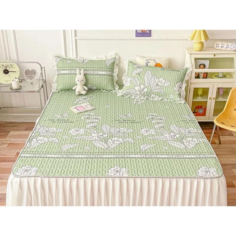 Cool Feeling Mattress Bed Skirt Bed Cover Summer Machine Washable Ice Silk Pad Household Air Conditioning Anti Slip Bed Cover