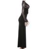 2026 Spring Elegant European-Style Lace Patchwork Deep V-Neck Slim Fit Long Sleeve Dress for Women