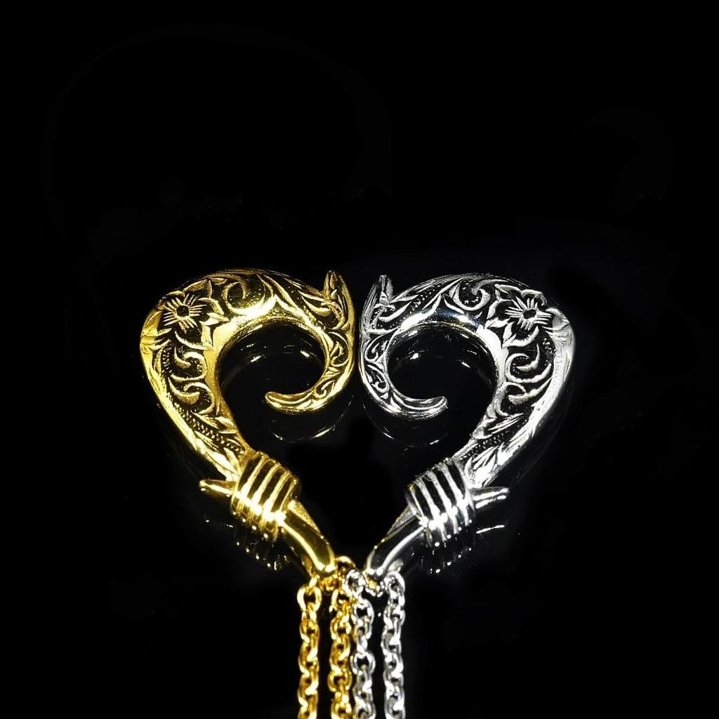 [Lucliss] 316L Hawaiian Jewelry Hawaiian Necklace Fish Hook Surgical Stainless Steel 316L Hypoallergenic Silver
