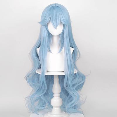 Parrucca professionale Rei Anime EVA Cosplay Sintetica Lunga Ondulata Blu Capelli Resistenti al Calore per Festa Quotidiana