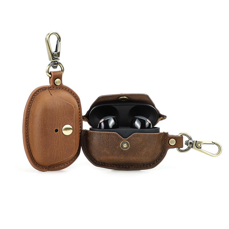 Funda para Auriculares Sony WF-1000XM5 de Cuero Genuino a Prueba de Caídas con Gancho