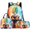 3D Animation Wukong Dragon Ball Super Student School Bag Backpack Lunch Bag Pencil Bag Three-Piece Set