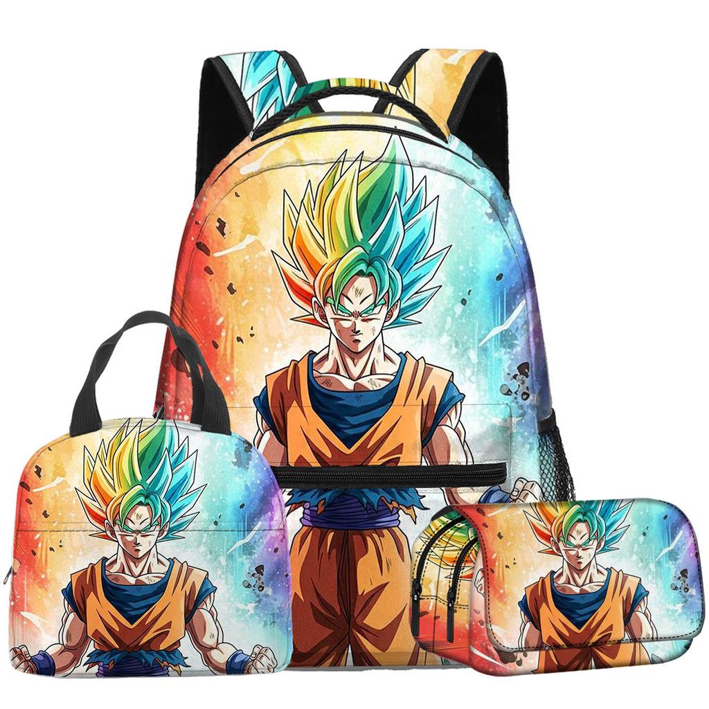 3D Animation Wukong Dragon Ball Super Student School Bag Backpack Lunch Bag Pencil Bag Three-Piece Set