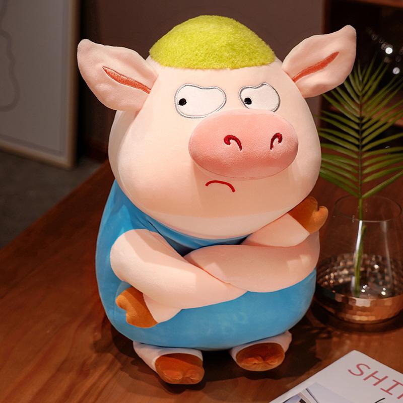 

35-55cm Kawaii Arrogant Piggy Plush Toy Cute Angry Piggy Doll Soft Stuffed Animal Cartoon Pig Pillow Children s Birthday Gift 30-35cm синий