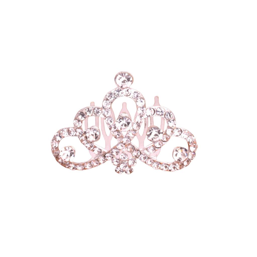 Korean Version Medium Rhinestone Children's Crown Girls Holiday Dance Performance Princess Birthday Crown Comb