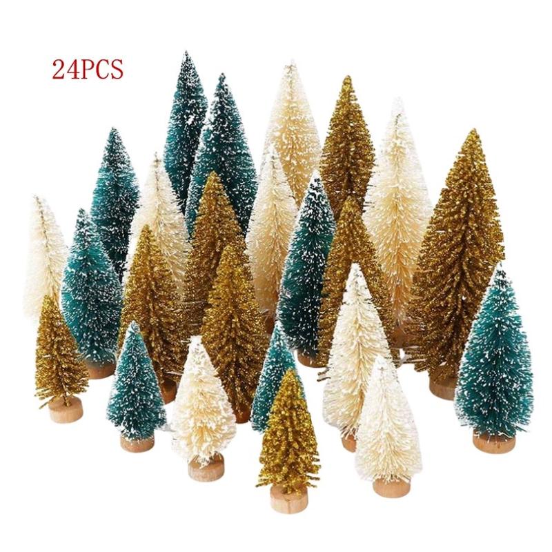 8/12pcs Mini Wooden Christmas Trees Artificial Christmas Tree For Xmas Tabletop Ornaments Christmas Decorations 2025 Navidad