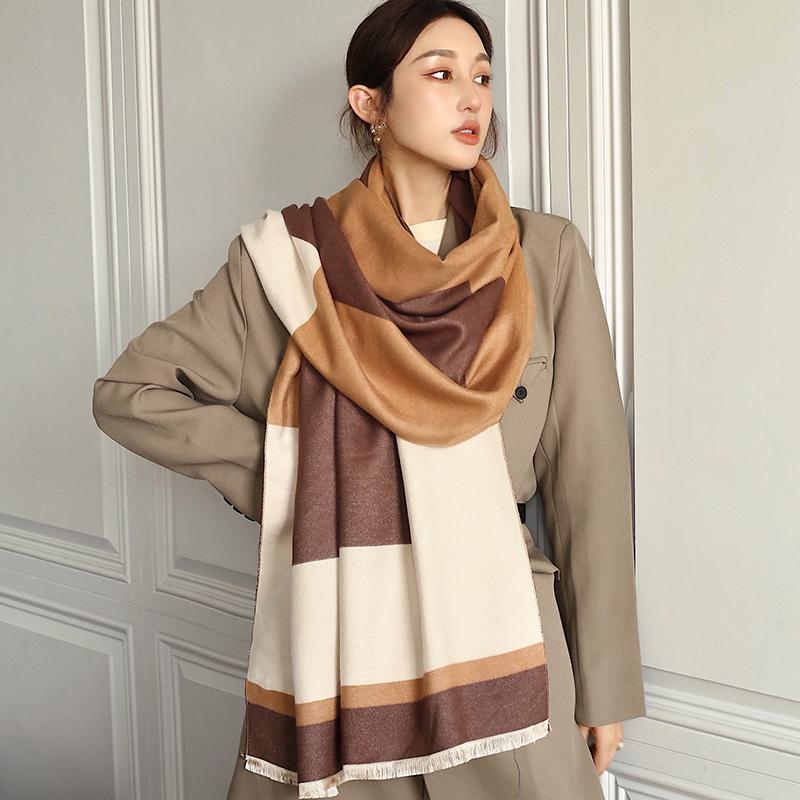 Eșarfă imitație de cașmir toamnă iarnă caldă eșarfă șal gros dublu damă