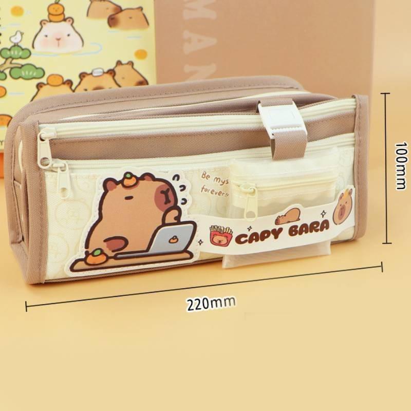 

Pencil Capybara Panda Case Bag Box Oxford Large Capacity Kids School Students хаки