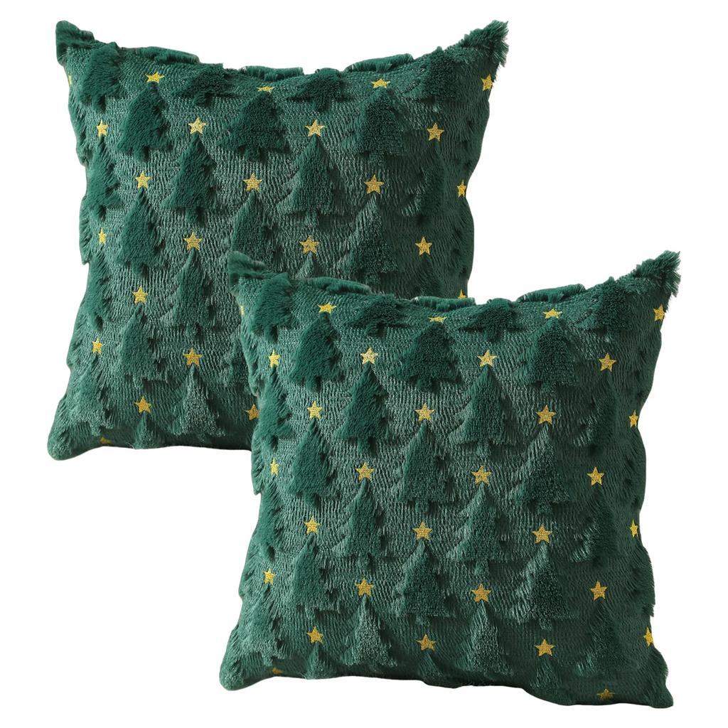 Fall Winter Christmas Throw Pillow Covers Decorative Xmas Tree Pattern Pillowcase Soft Plush Cushions Case for Home Sofa Couch
