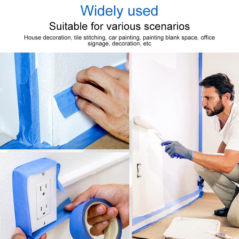 2/6/10Roll Home Security Masking Easy Removal Blue Multi-surface Construction Paint Tape 20M/Roll Wall Painting