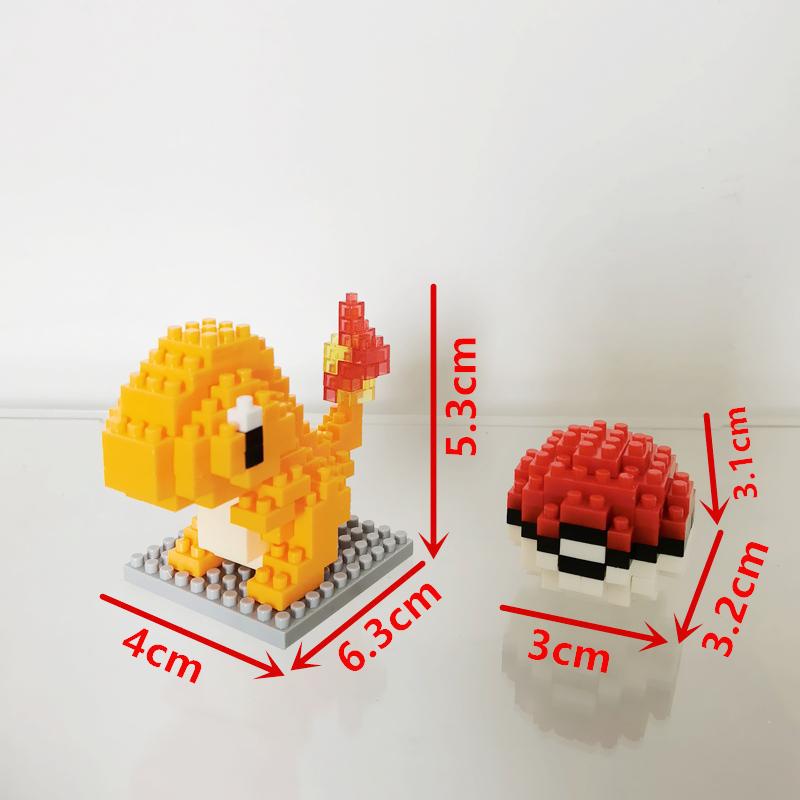 Anime Pokémon Building Blocks Assembly Anime Charizard Doll Blastoise Bulbasaur Gengar Bricks Figures Toy for Kid Gift