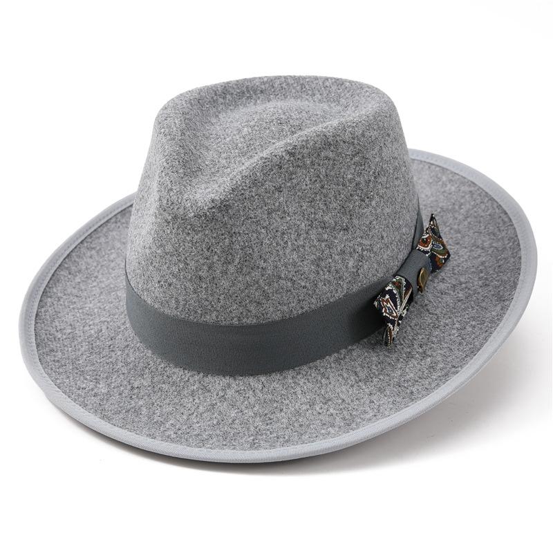 High-Quality Woolen Jazz Hat, Beautiful Bow Accessories, Gentleman'S Hat Season Thermal Top Hat
