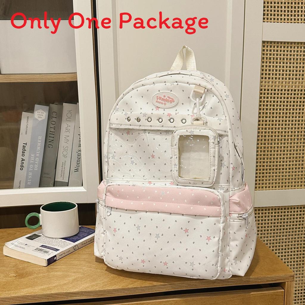 Anime Girl Double Shoulder Backpack For School With Nylon Material And Dot Pattern