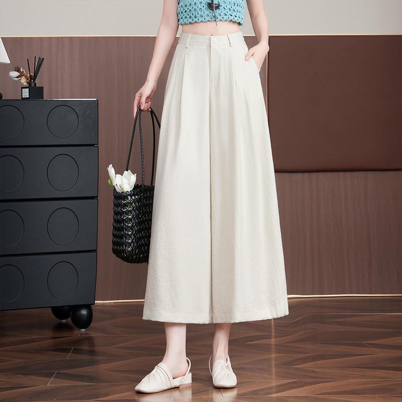 Fashion and Thin and Drape Casual Nine-point Wide-leg Pants Women's 1116 Summer Thin High-waisted Versatile Loose Straight-leg Pants