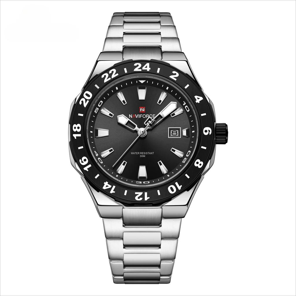 Luxury Business Watch Sports Quartz Clock Luminous Calendar Watches for Man Stainless Steel Waterproof Wristwatch