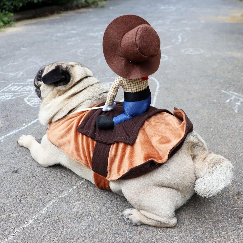 Novelty Dog Riding Denim Clothing Adjustable Cat Party Dressed Up Dog Cosplay Costumes Photo Prop