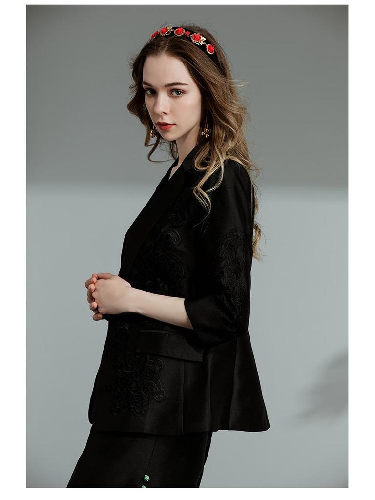 Jachetă de costum brodată din lână de mătase de primăvară/toamnă Xia Zifeng