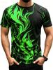 Fashionable Men's Trendy Short Sleeved Flame Series 3D Printed Street T-shirt Round Neck Casual Top