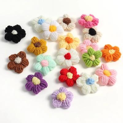 10 st 4 cm Ullblomma Applikation för DIY Kläder Hatt Skor Hantverk Sömnadsmaterial Lappar Huvudbonader Hårklämmor Dekor Tillbehör