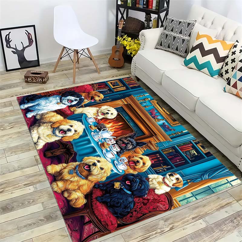 Cute Dogs Garden Area Rug, Pet Playground Floor Mat 40x60cm( 15x23in )