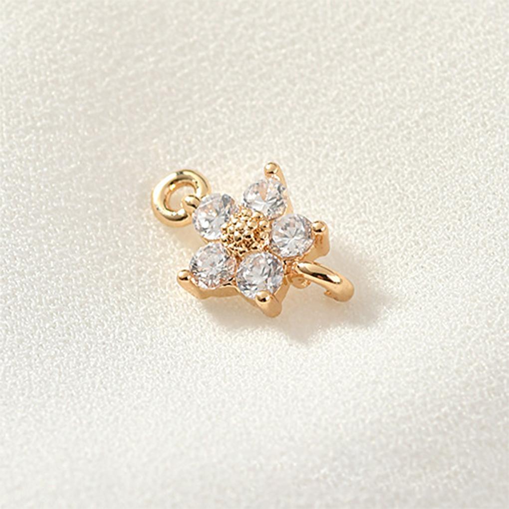 Crystal Zircon Flower Pendant Necklace DIY Delicate Pendants Jewelry Handicraft Finding for Hairclip Bracelet Brooch