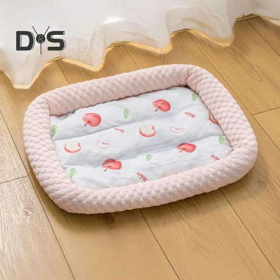 Pet Cooling Mat Cartoon Fruits Print Machine Washable Dogs Cats Sleeping Pad Non-slip Summer Ice Silk Cooling Cushion Bed