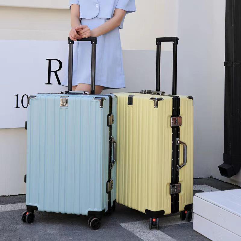 24-Inch Women's Silent Wheeled Suitcase: Durable Aluminum Frame, Large Capacity, Carry-On with Password Lock
