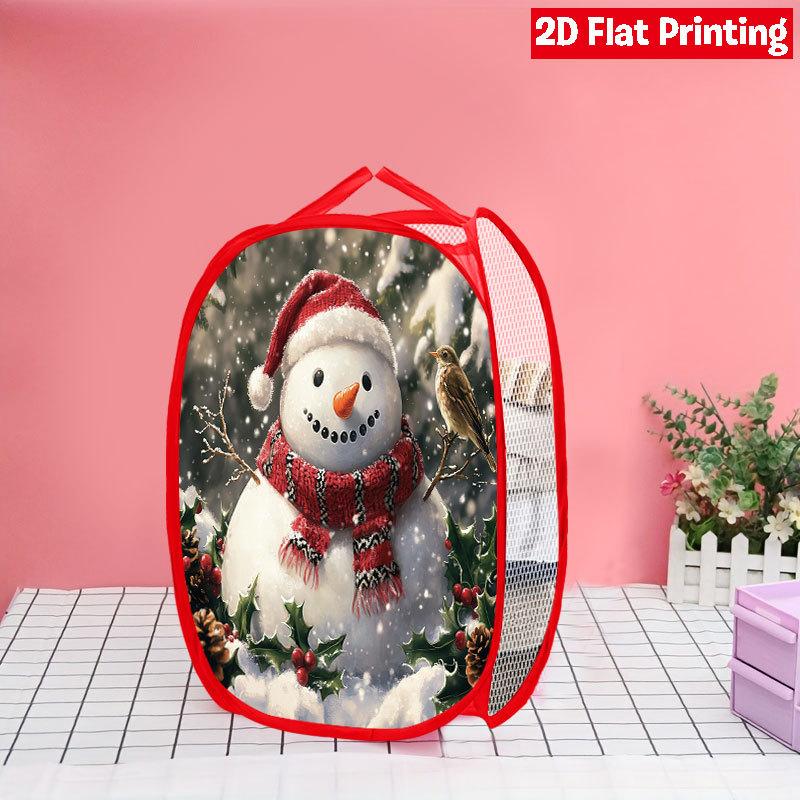 1Pcs Santa Claus Pop-Up Laundry Hamper Expandable Mesh Hamper Basket for Room Bedroom Bathroom Organization Contemporary Storage
