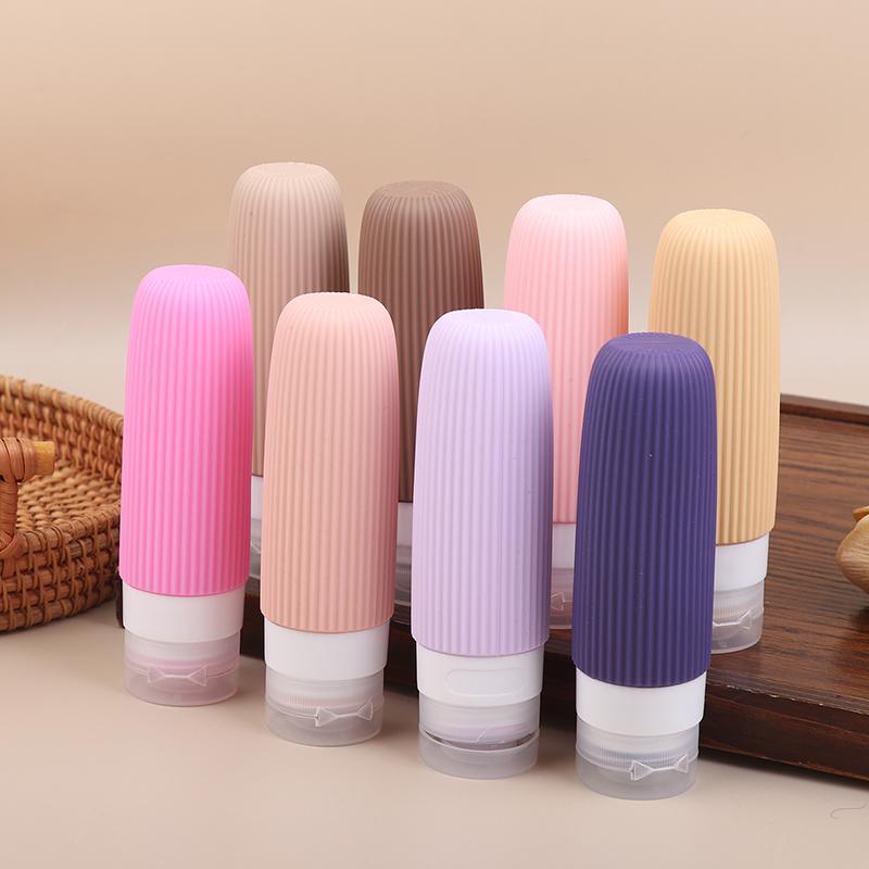 4Pcs/Set Silicone Travel Bottles 90Ml Travel Size Containers Leak Proof Refillable Liquid Squeezable Clear Toiletry Bag