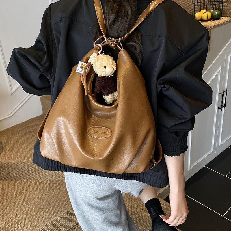 Retro Commuter Tote Bag Women's Large Capacity 2025 New Autumn and Winter Casual Shoulder Messenger Bag Multi-functional Backpack