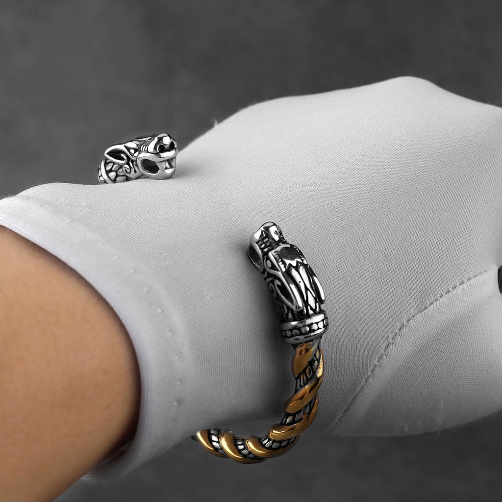 Viking Faucet Tricolor Optional Cuff Bracelet Stainless Steel Fashion Trend Wedding Gift Men's Jewelry Wholesale