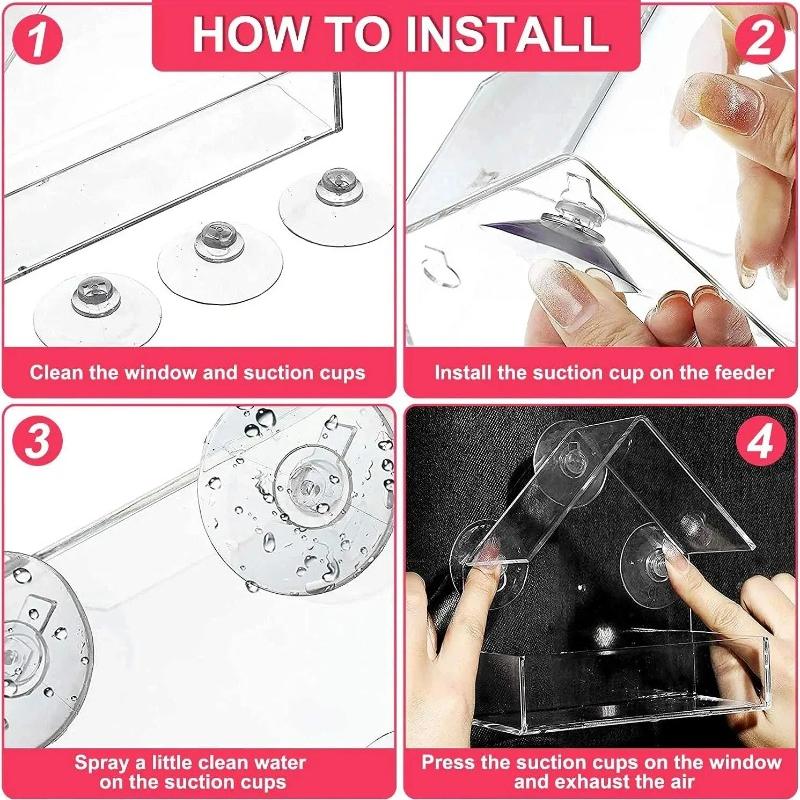 Acrylic Bird Feeder Window Apartment Hanging Bird Feeder with Suction Cup Removable Suction Cup Sliding Feed Tray Parrot Cage