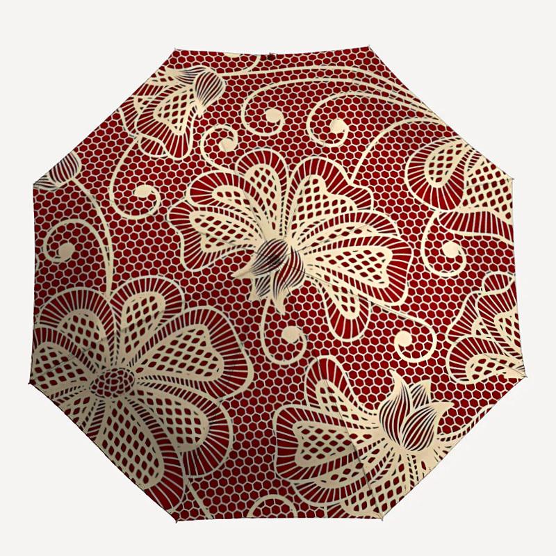 

1pc Lace Pattern Automatic Open/Close Umbrella Compact Folding Umbrella, All-Season Portable Umbrella for Women/Men F1124238