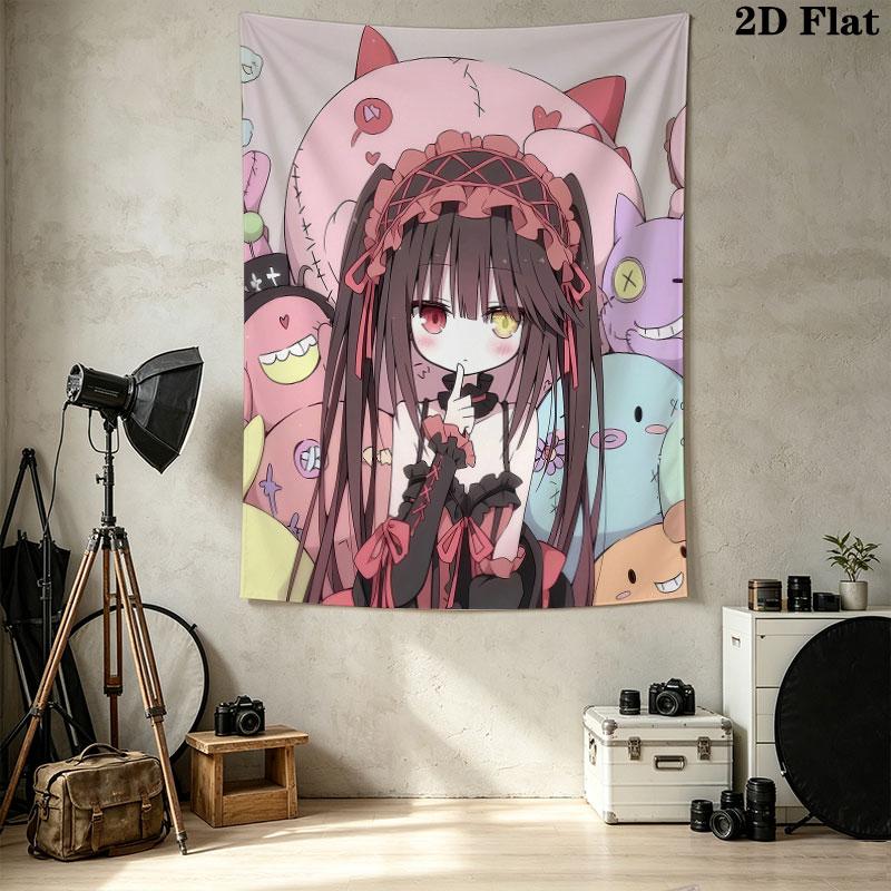 Kurumi Wall Tapestry Aesthetic Wall Hanging Printed Fabric Blanket Decorative Tapestries For Bedroom Living Room Home Decor