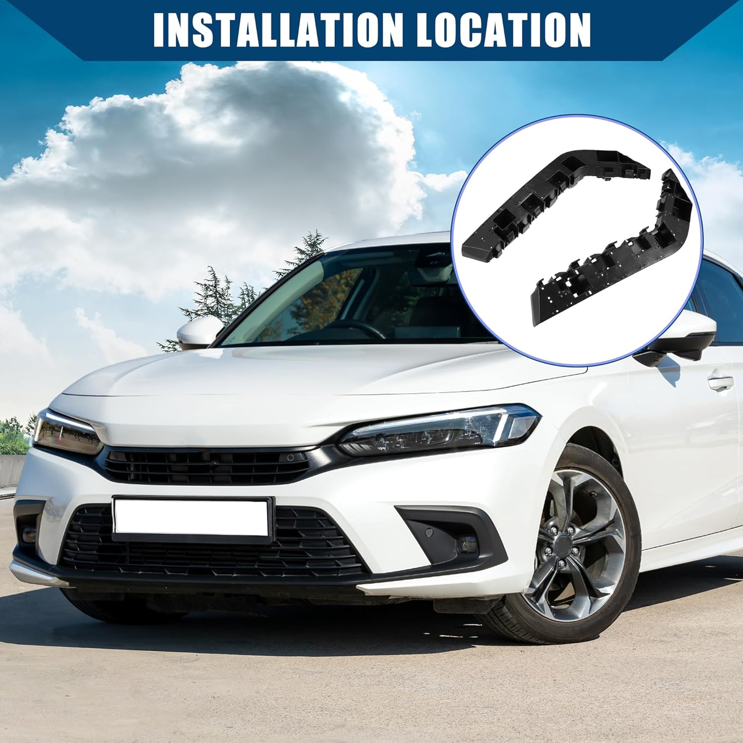 Bumper Bracket for Honda Civic 2016-2021 / Left and Right Side Front Mounting Support Retainer Brackets/Durable Plastic / 1Pair Black