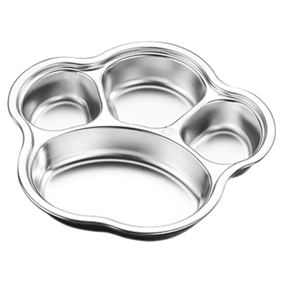 Divided Food Dish Stainless Steel Food Separation Silver 1 Pcs