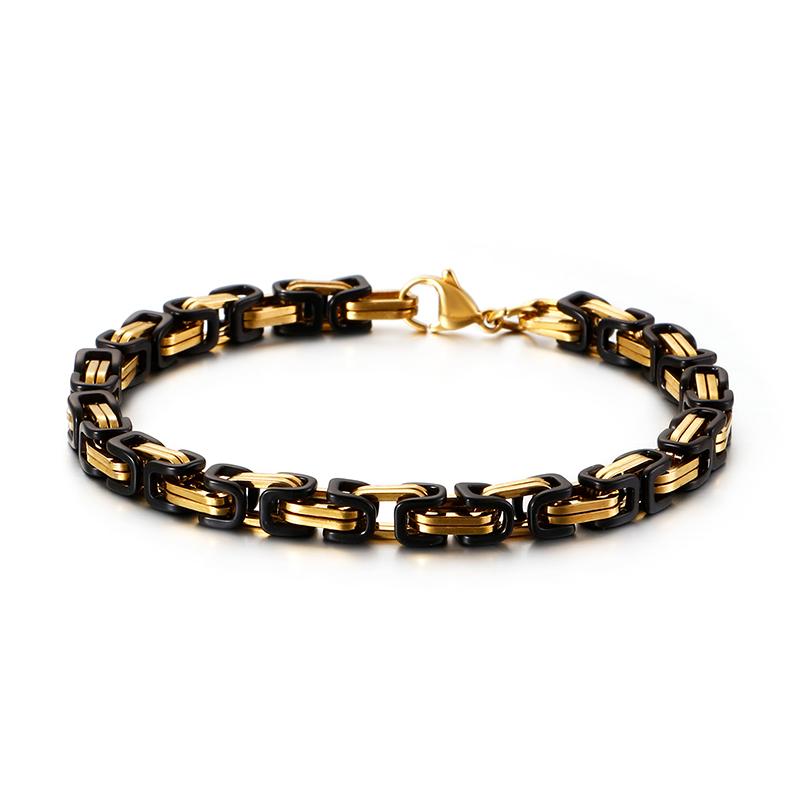 5mm Dubai Stainless Steel Byzantine Chain Bracelet Men Fashion Male Gold Color Wrap Bangle Biker Jewelry