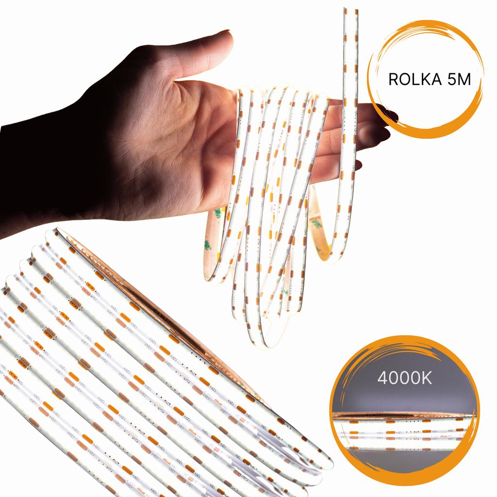Led Strip Cob 12V 5M Roll Neon Strip Neutral Line 800Lm/M 8W/M Strong