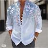 Camicia da uomo a maniche lunghe per primavera estate Stampa Paisley Sfumata Collo alla coreana Bottoni